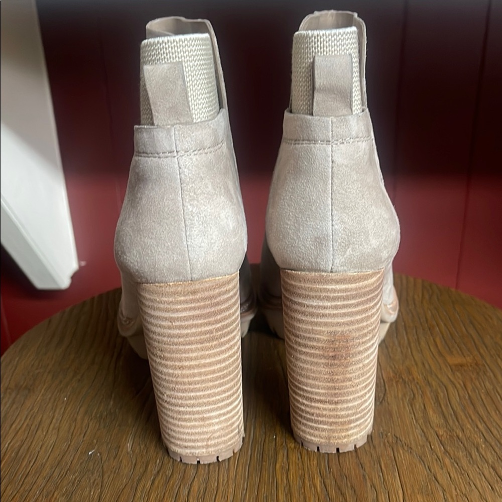 Vince Camuto Cream Heeled Boots with Suede Finish - Picture 10 of 12